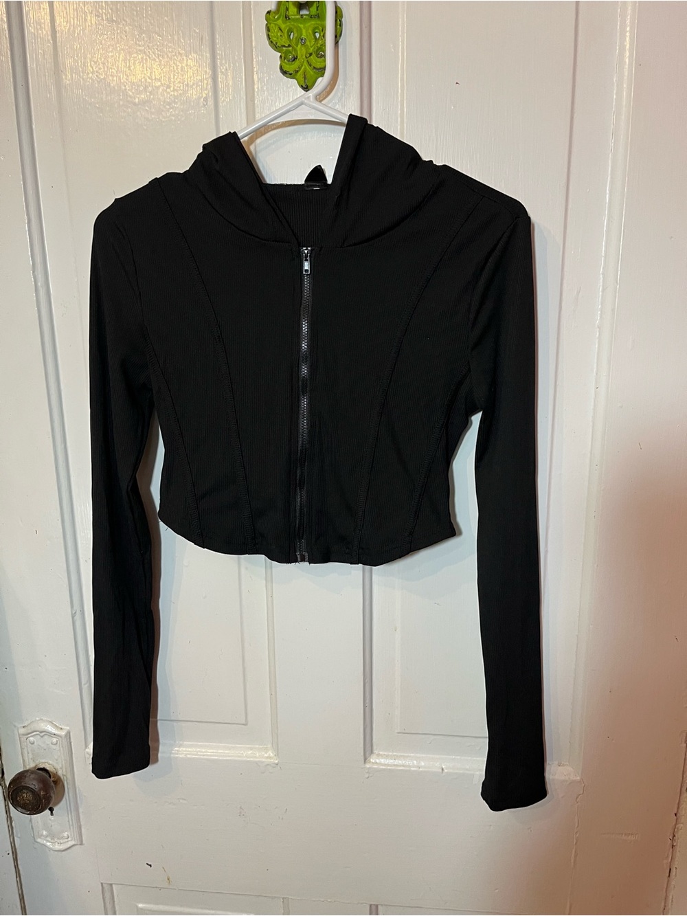 SHEIN Black Cropped Zip-Up Hoodie